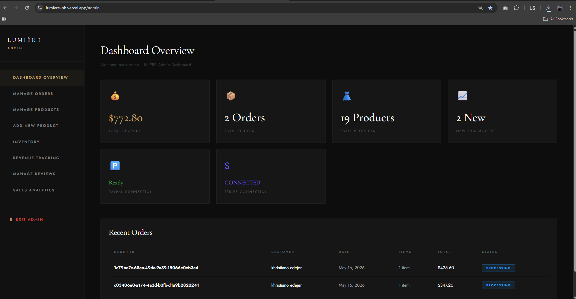 LUMIÈRE Dashboard